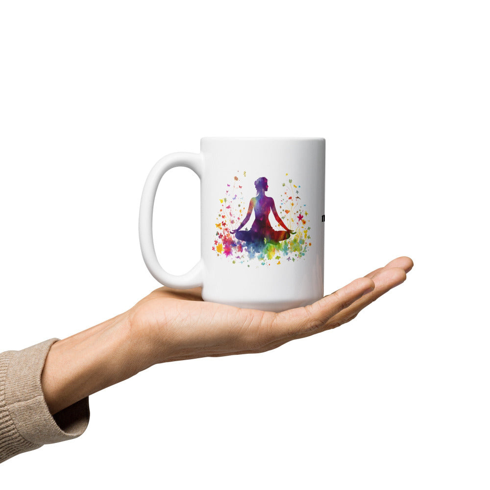 Namaste Yoga Meditation Mug - Rainbow Garden - 15 oz